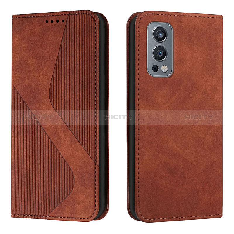 Funda de Cuero Cartera con Soporte Carcasa H03X para OnePlus Nord 2 5G Marron