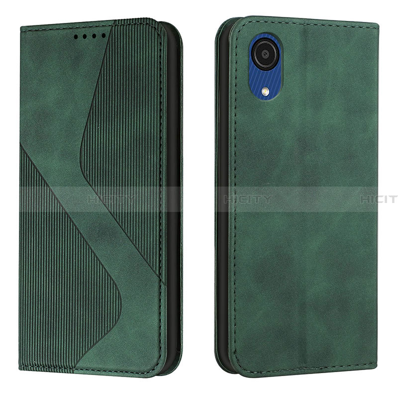 Funda de Cuero Cartera con Soporte Carcasa H03X para Samsung Galaxy A03 Core Verde