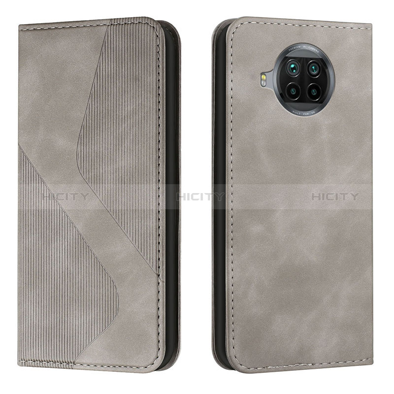 Funda de Cuero Cartera con Soporte Carcasa H03X para Xiaomi Mi 10i 5G Gris