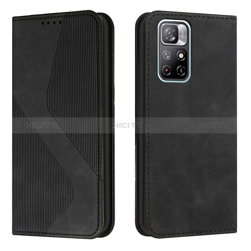 Funda de Cuero Cartera con Soporte Carcasa H03X para Xiaomi Poco M4 Pro 5G Negro