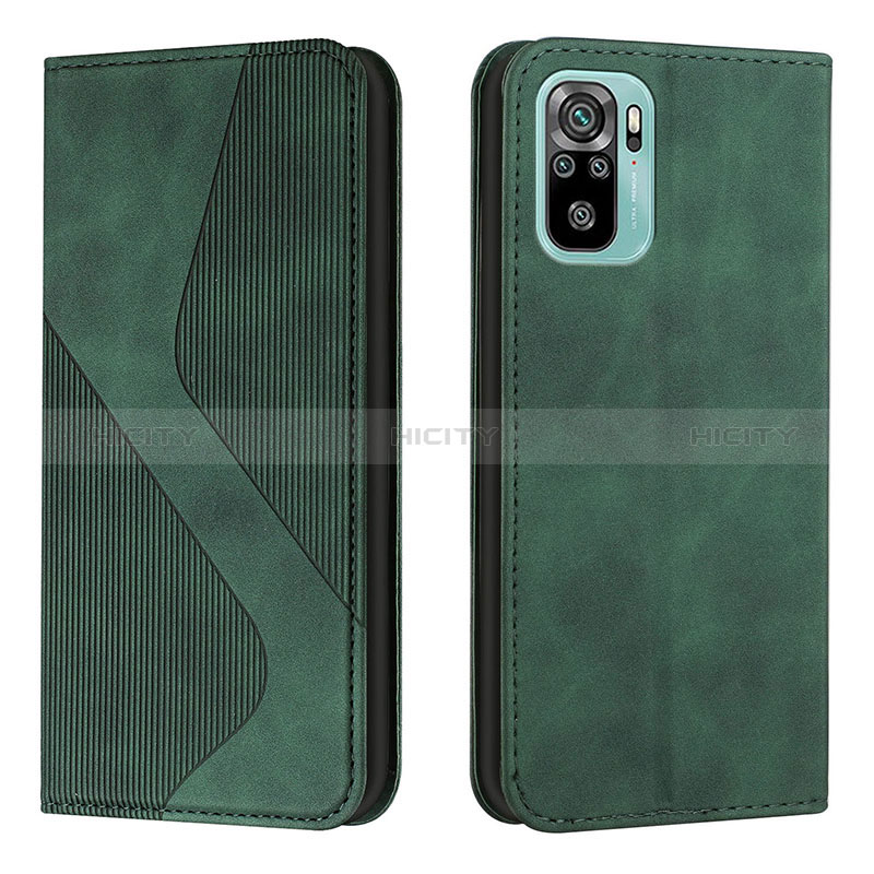 Funda de Cuero Cartera con Soporte Carcasa H03X para Xiaomi Poco M5S Verde