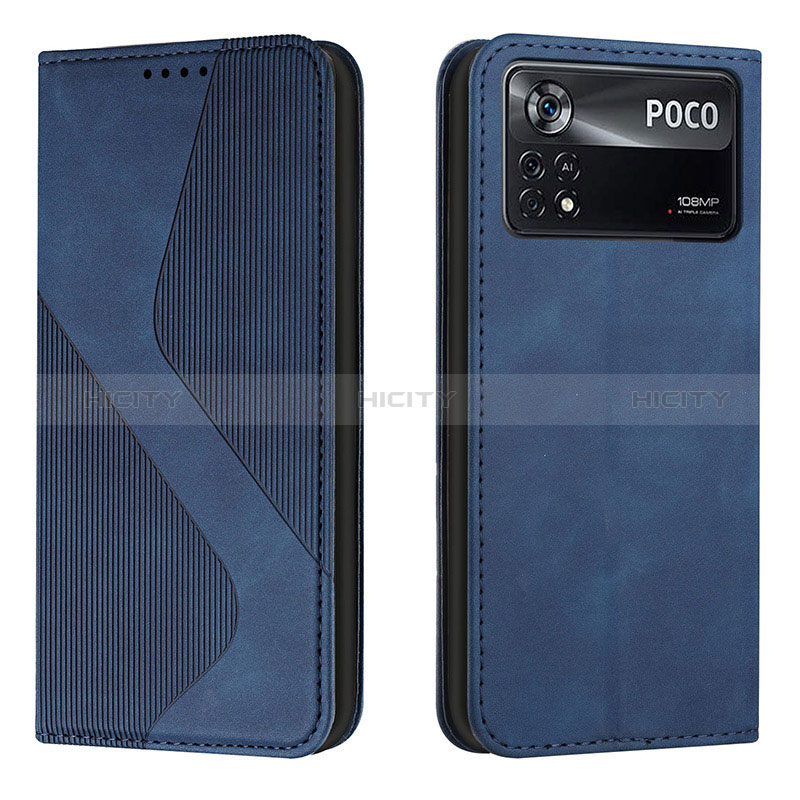 Funda de Cuero Cartera con Soporte Carcasa H03X para Xiaomi Poco X4 Pro 5G Azul