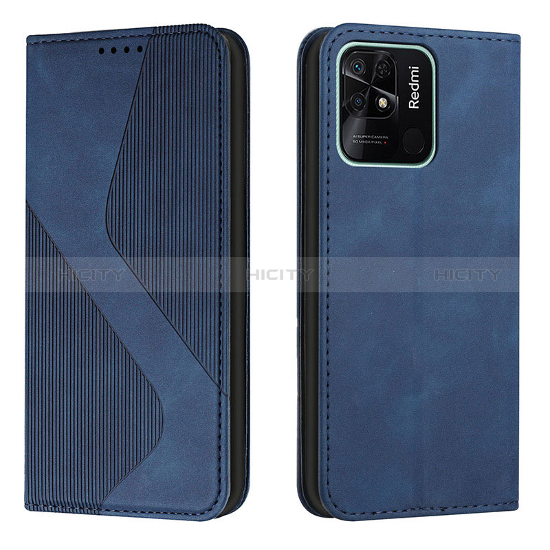 Funda de Cuero Cartera con Soporte Carcasa H03X para Xiaomi Redmi 10 India Azul