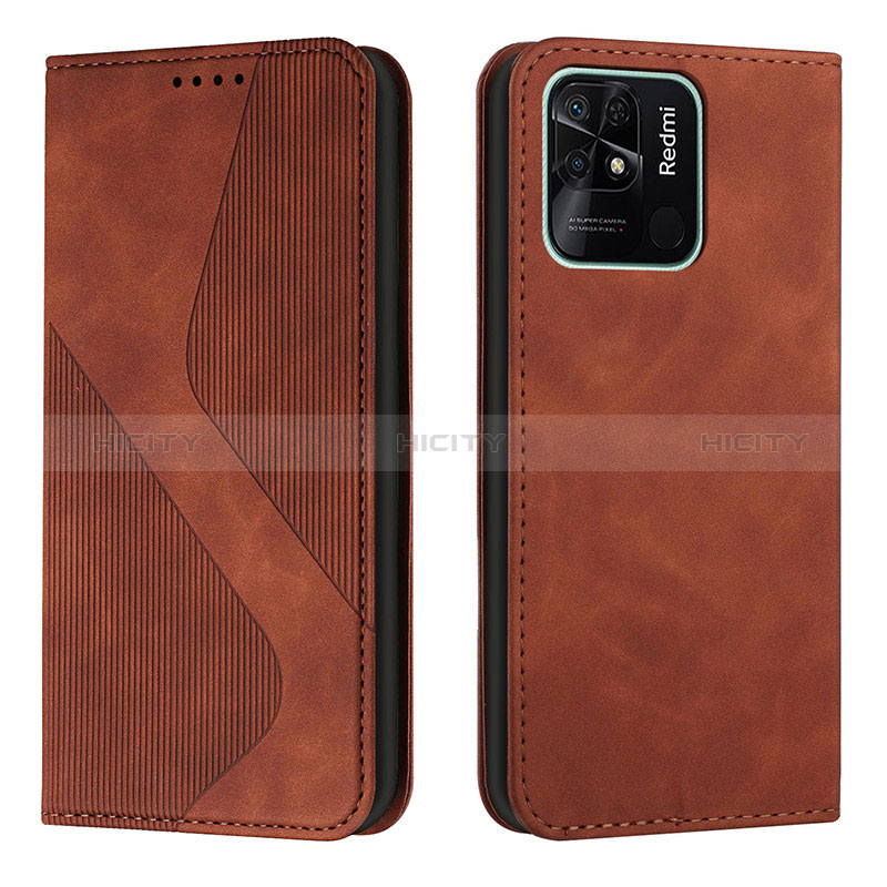 Funda de Cuero Cartera con Soporte Carcasa H03X para Xiaomi Redmi 10C 4G Marron