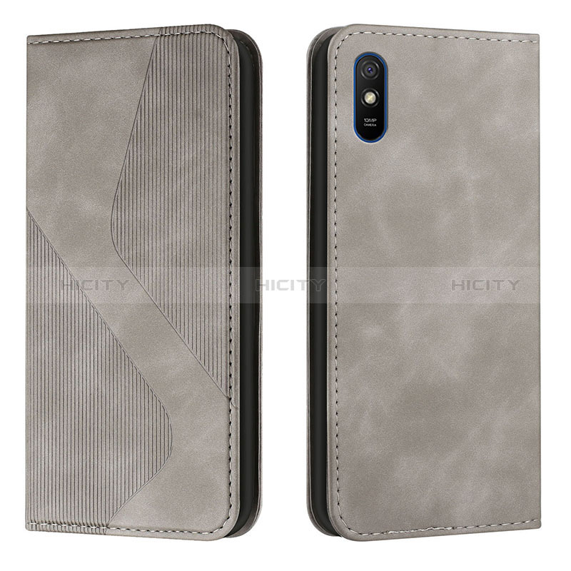 Funda de Cuero Cartera con Soporte Carcasa H03X para Xiaomi Redmi 9AT Gris