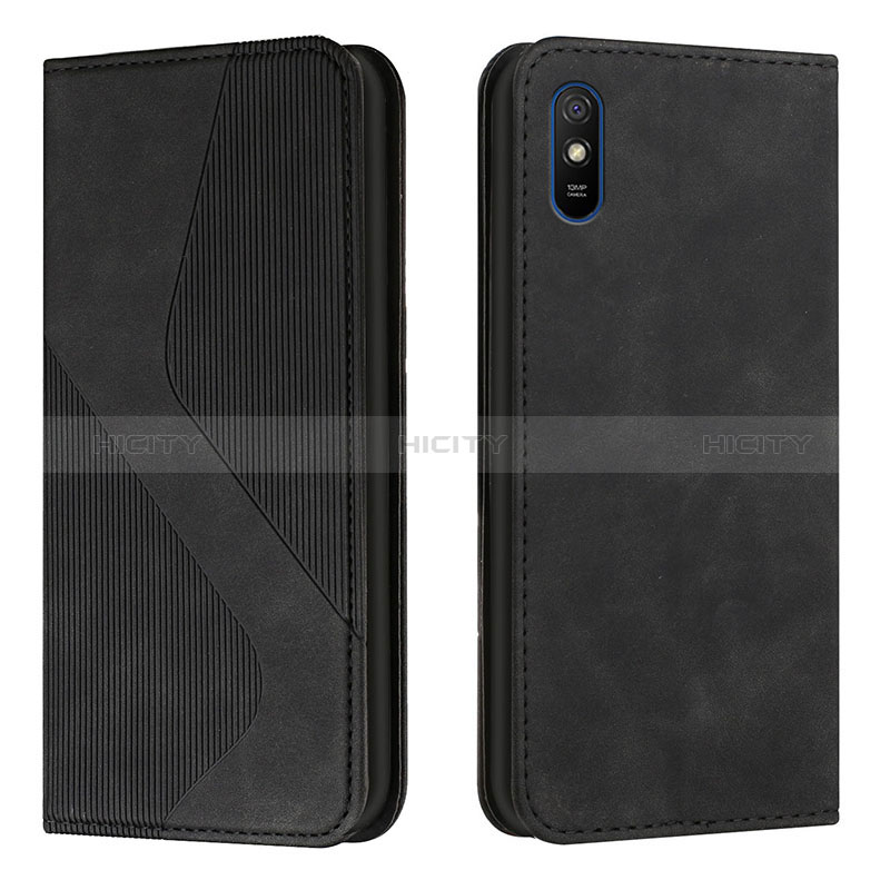 Funda de Cuero Cartera con Soporte Carcasa H03X para Xiaomi Redmi 9AT Negro