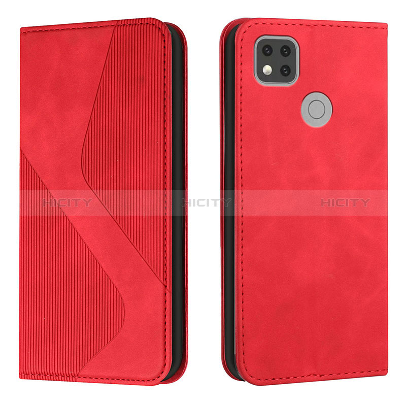 Funda de Cuero Cartera con Soporte Carcasa H03X para Xiaomi Redmi 9C NFC Rojo