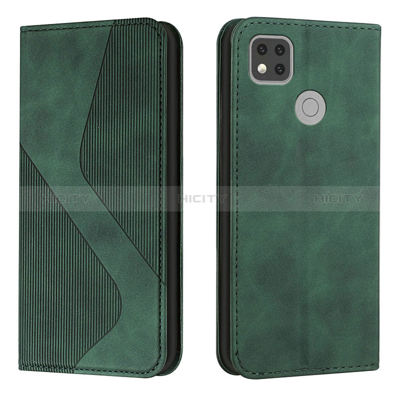 Funda de Cuero Cartera con Soporte Carcasa H03X para Xiaomi Redmi 9C NFC Verde