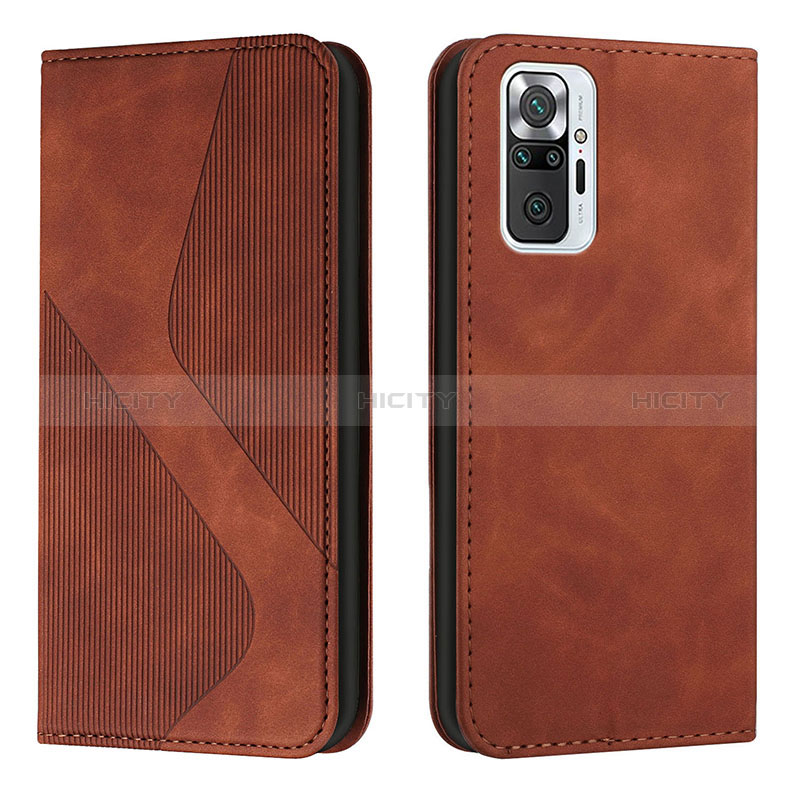 Funda de Cuero Cartera con Soporte Carcasa H03X para Xiaomi Redmi Note 10 Pro Max Marron