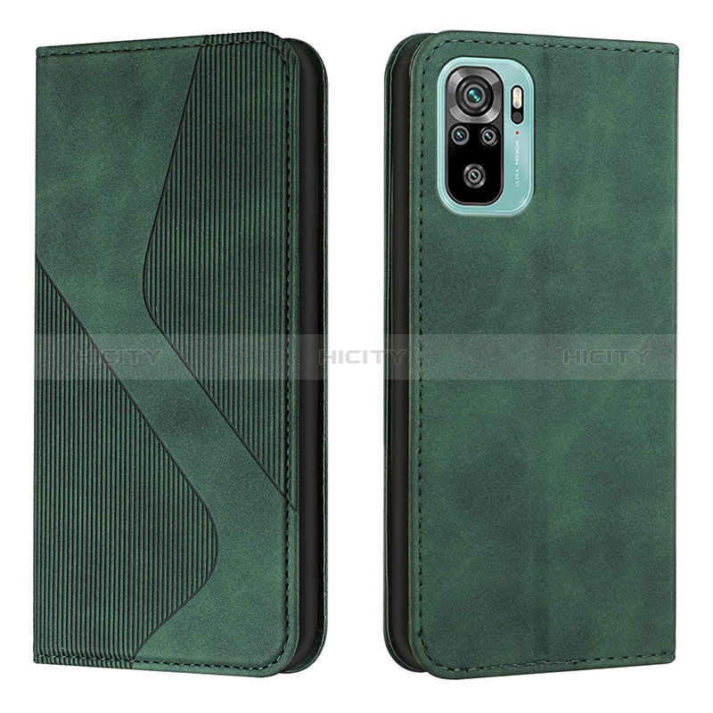 Funda de Cuero Cartera con Soporte Carcasa H03X para Xiaomi Redmi Note 10S 4G Verde