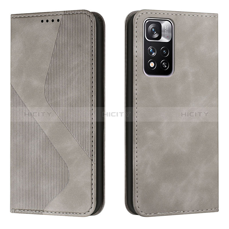 Funda de Cuero Cartera con Soporte Carcasa H03X para Xiaomi Redmi Note 11 Pro+ Plus 5G Gris