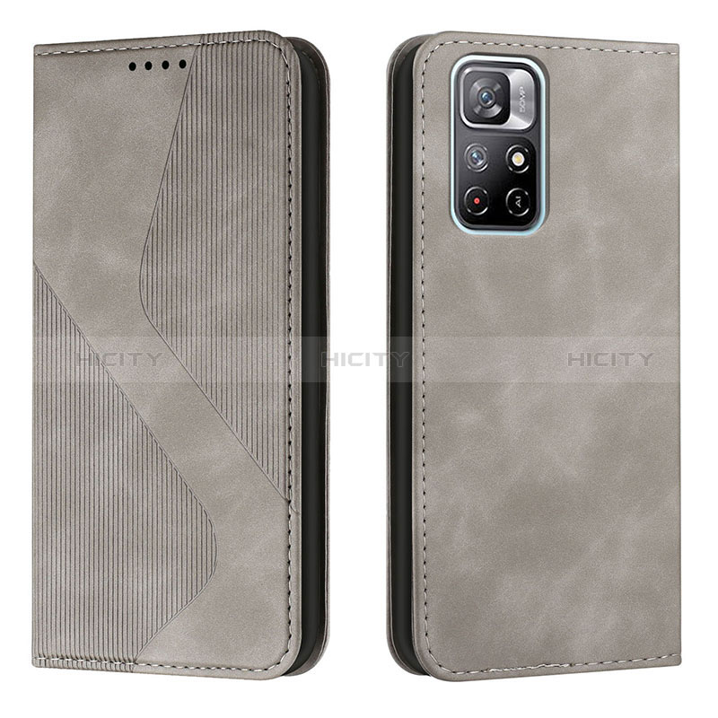 Funda de Cuero Cartera con Soporte Carcasa H03X para Xiaomi Redmi Note 11S 5G Gris