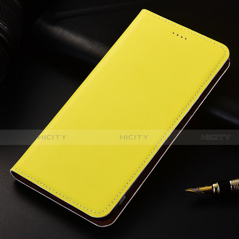 Funda de Cuero Cartera con Soporte Carcasa H04 para Apple iPhone 13 Amarillo