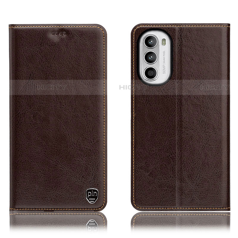 Funda de Cuero Cartera con Soporte Carcasa H04P para Motorola Moto Edge (2022) 5G Marron