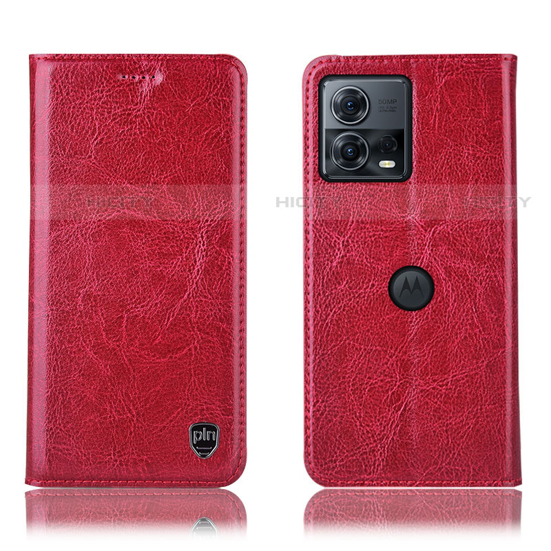 Funda de Cuero Cartera con Soporte Carcasa H04P para Motorola Moto Edge 30 Fusion 5G Rojo