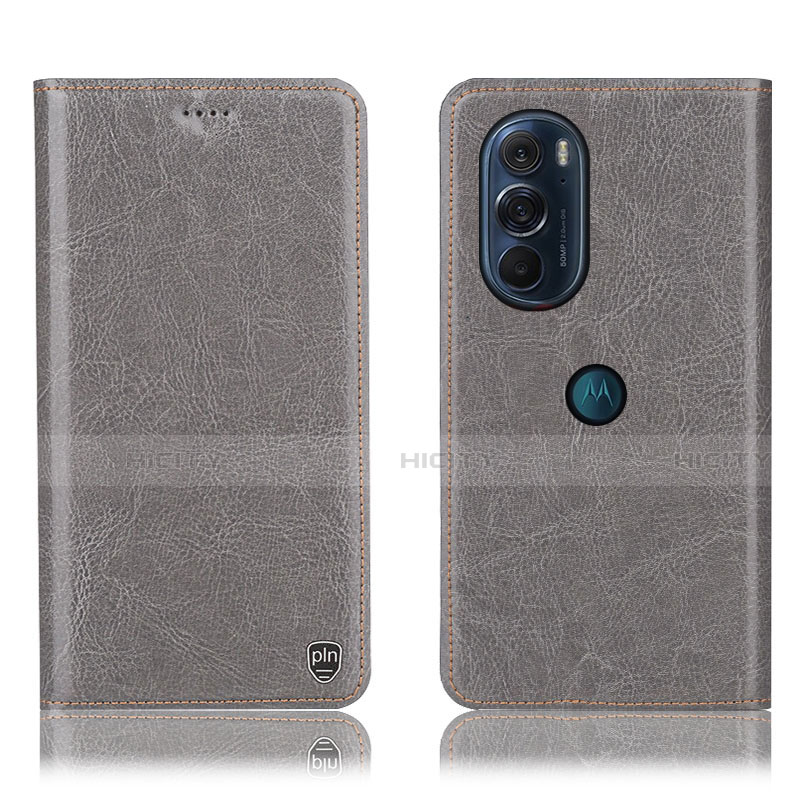 Funda de Cuero Cartera con Soporte Carcasa H04P para Motorola Moto Edge 30 Pro 5G Gris