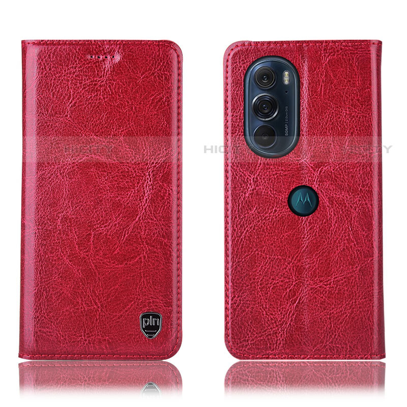 Funda de Cuero Cartera con Soporte Carcasa H04P para Motorola Moto Edge Plus (2022) 5G Rojo