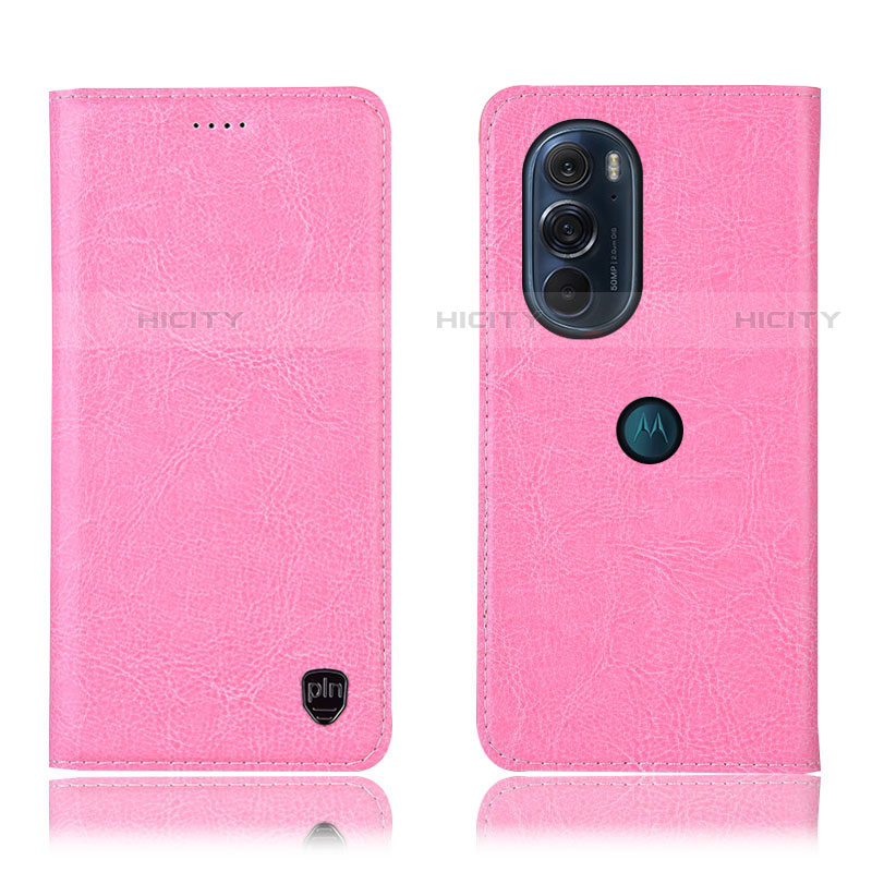 Funda de Cuero Cartera con Soporte Carcasa H04P para Motorola Moto Edge Plus (2022) 5G Rosa