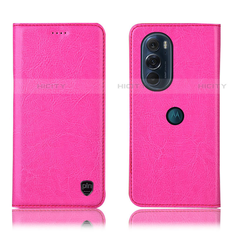 Funda de Cuero Cartera con Soporte Carcasa H04P para Motorola Moto Edge Plus (2022) 5G Rosa Roja