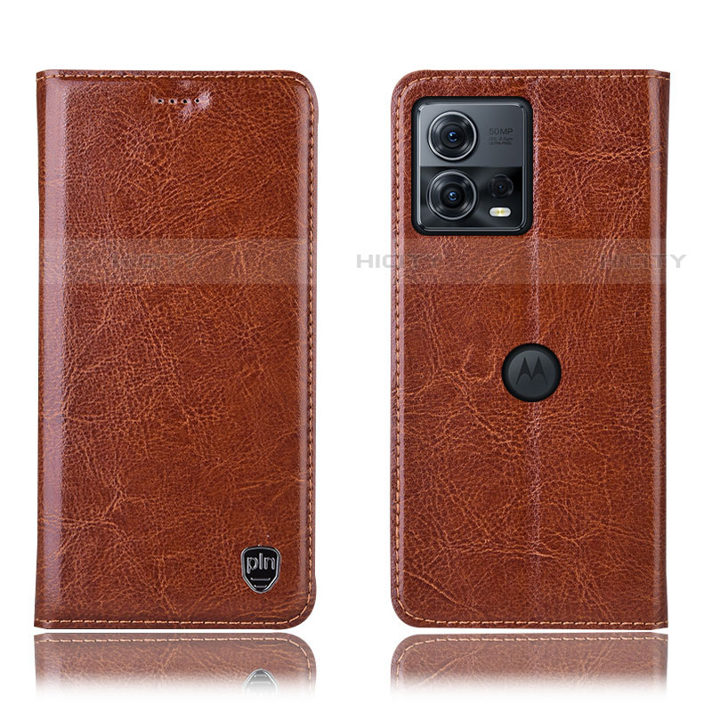 Funda de Cuero Cartera con Soporte Carcasa H04P para Motorola Moto Edge S30 Pro 5G Marron Claro