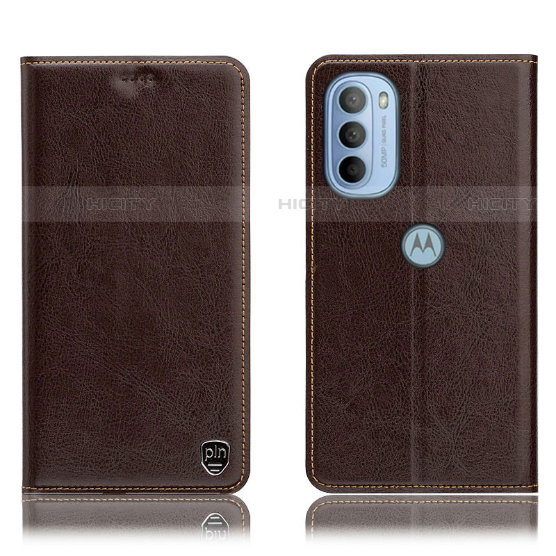 Funda de Cuero Cartera con Soporte Carcasa H04P para Motorola Moto G41 Marron