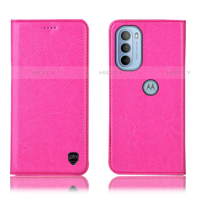 Funda de Cuero Cartera con Soporte Carcasa H04P para Motorola Moto G41 Rosa Roja