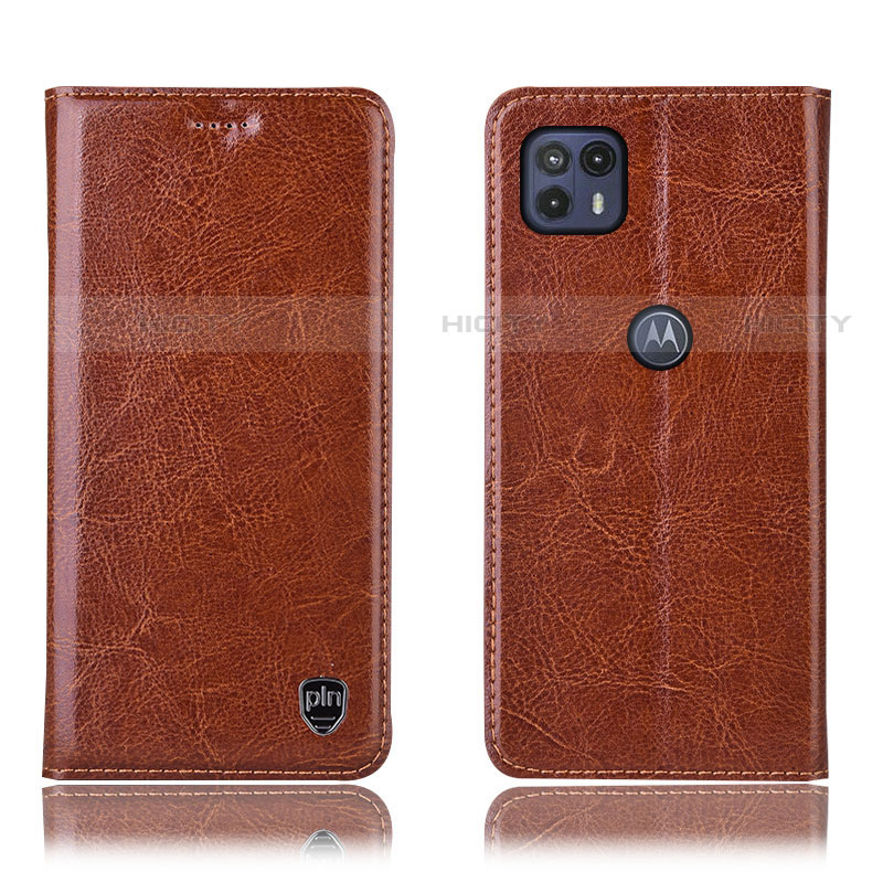 Funda de Cuero Cartera con Soporte Carcasa H04P para Motorola Moto G50 5G Marron Claro