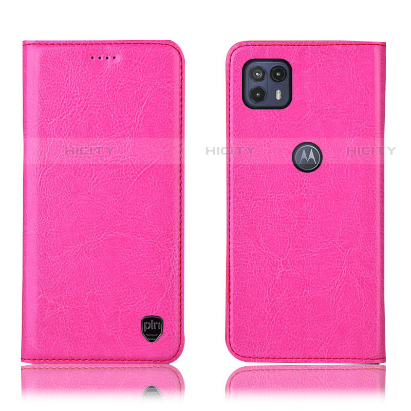 Funda de Cuero Cartera con Soporte Carcasa H04P para Motorola Moto G50 5G Rosa Roja