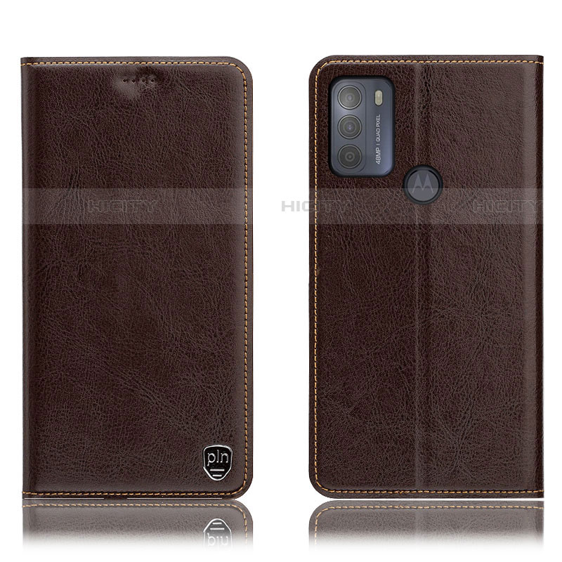 Funda de Cuero Cartera con Soporte Carcasa H04P para Motorola Moto G50 Marron