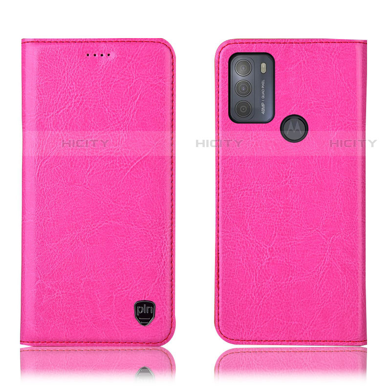 Funda de Cuero Cartera con Soporte Carcasa H04P para Motorola Moto G50 Rosa Roja