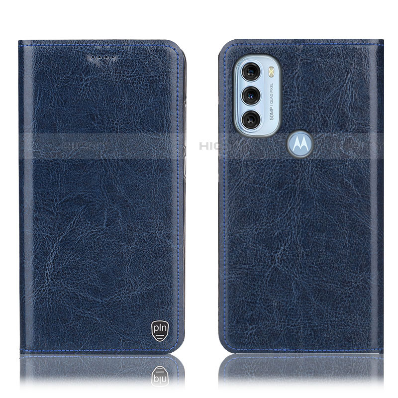 Funda de Cuero Cartera con Soporte Carcasa H04P para Motorola Moto G71 5G Azul