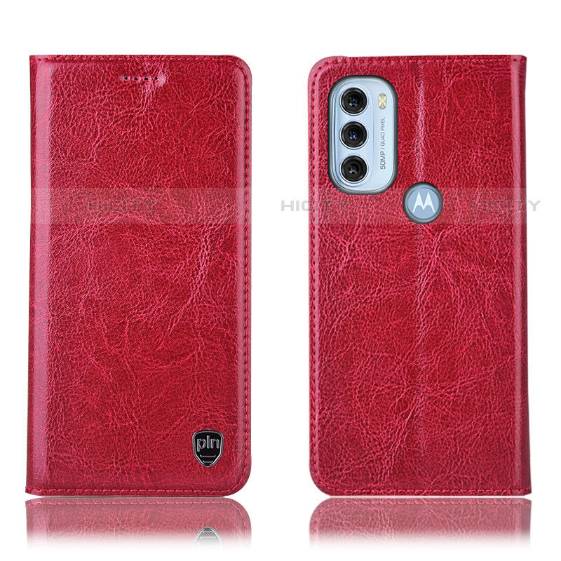 Funda de Cuero Cartera con Soporte Carcasa H04P para Motorola Moto G71 5G Rojo