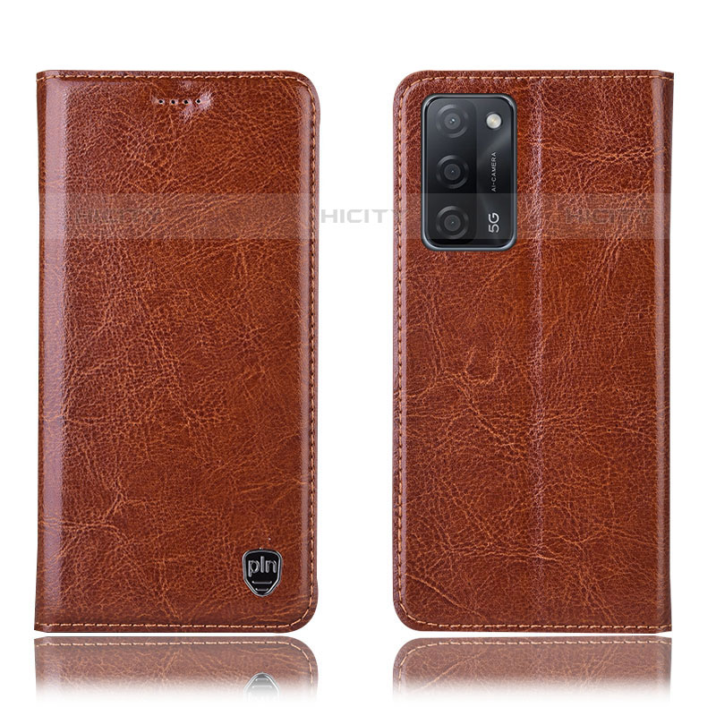 Funda de Cuero Cartera con Soporte Carcasa H04P para Oppo A53s 5G Marron Claro