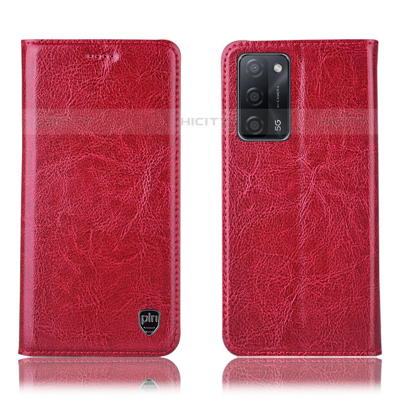 Funda de Cuero Cartera con Soporte Carcasa H04P para Oppo A53s 5G Rojo