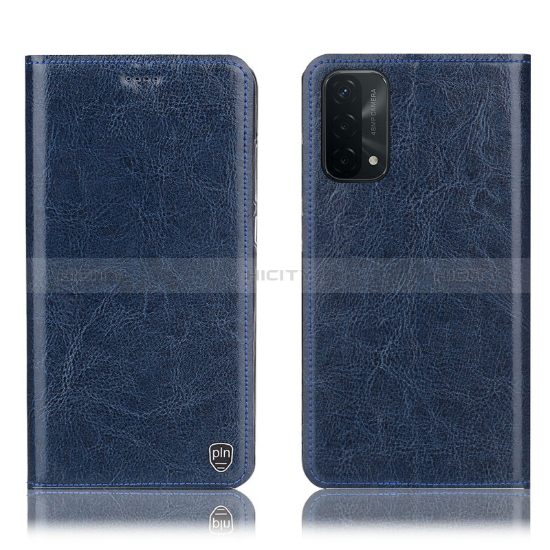 Funda de Cuero Cartera con Soporte Carcasa H04P para Oppo A54 5G Azul