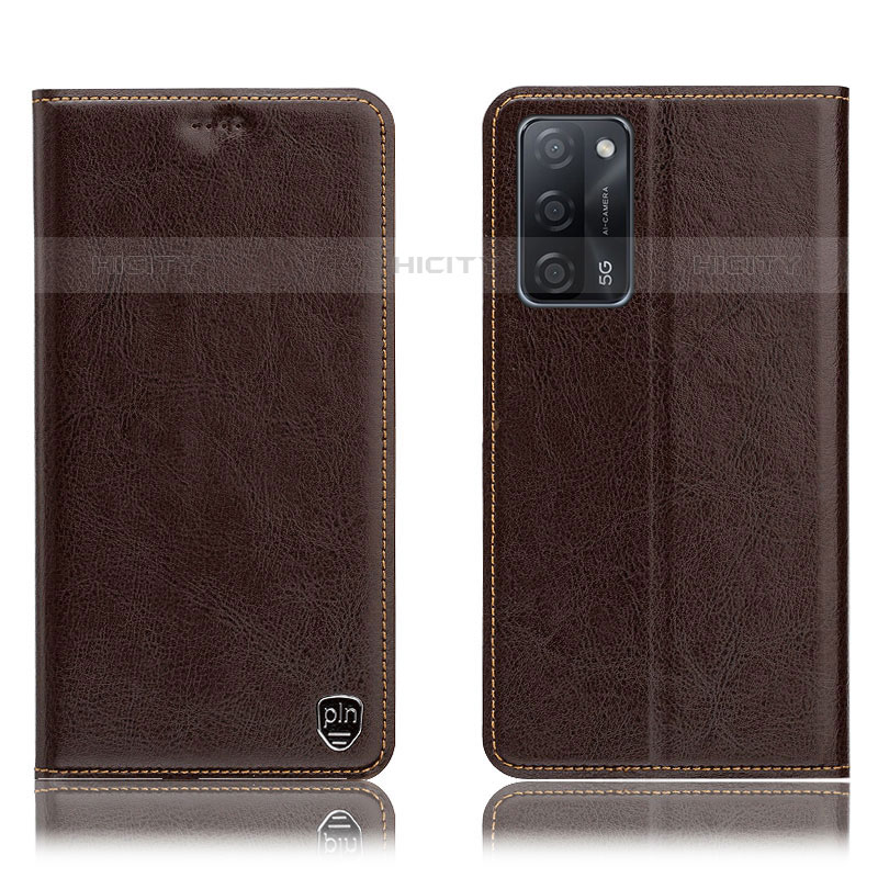 Funda de Cuero Cartera con Soporte Carcasa H04P para Oppo A55 5G Marron