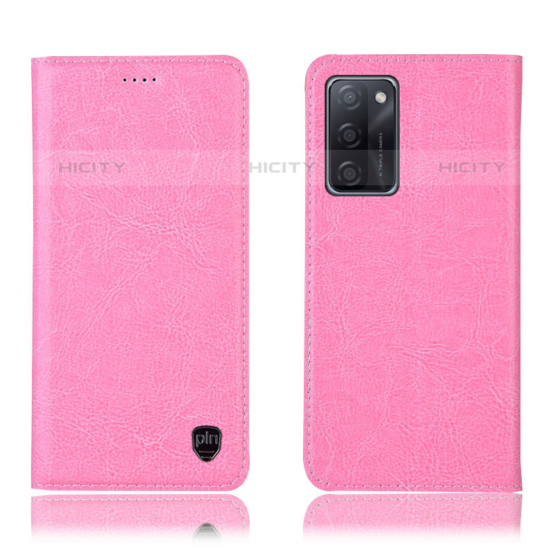 Funda de Cuero Cartera con Soporte Carcasa H04P para Oppo A55S 5G Rosa