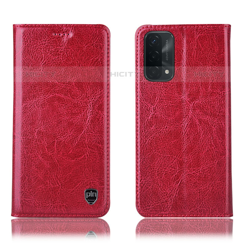 Funda de Cuero Cartera con Soporte Carcasa H04P para Oppo A93 5G Rojo