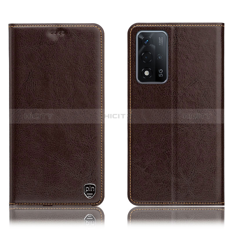 Funda de Cuero Cartera con Soporte Carcasa H04P para Oppo A93s 5G Marron