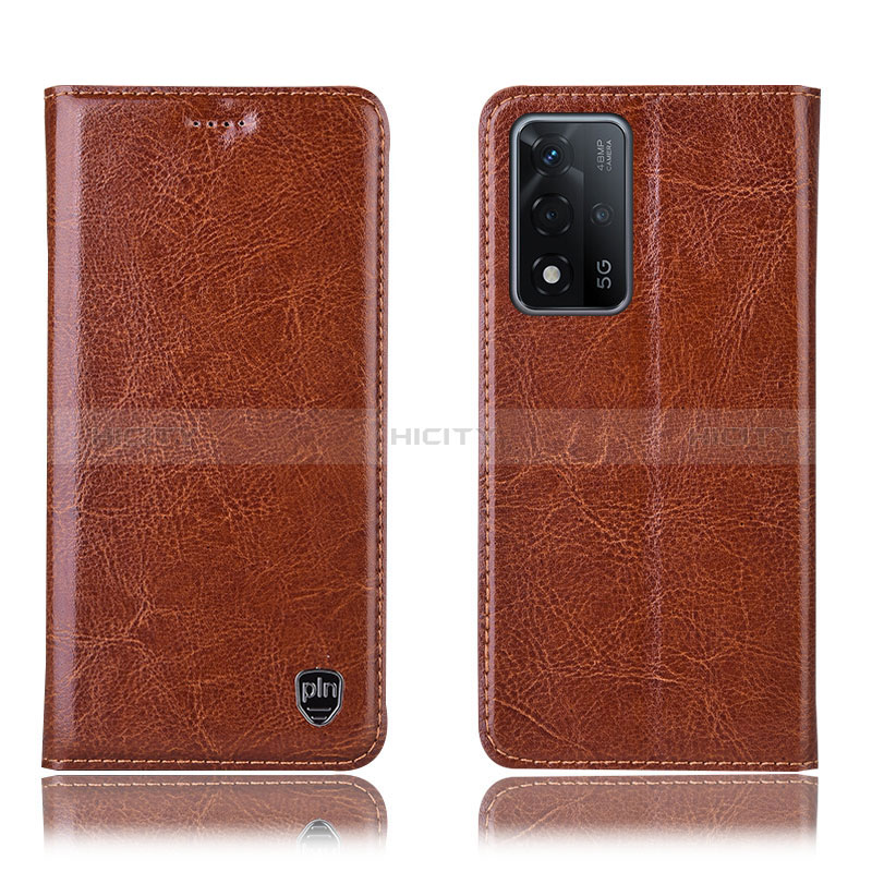 Funda de Cuero Cartera con Soporte Carcasa H04P para Oppo A93s 5G Marron Claro