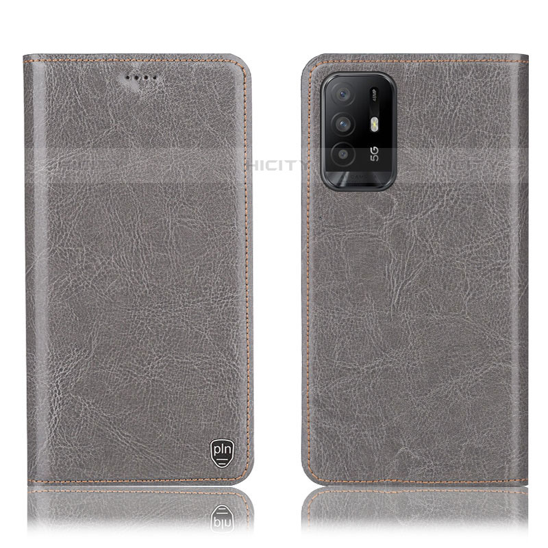 Funda de Cuero Cartera con Soporte Carcasa H04P para Oppo A95 5G Gris