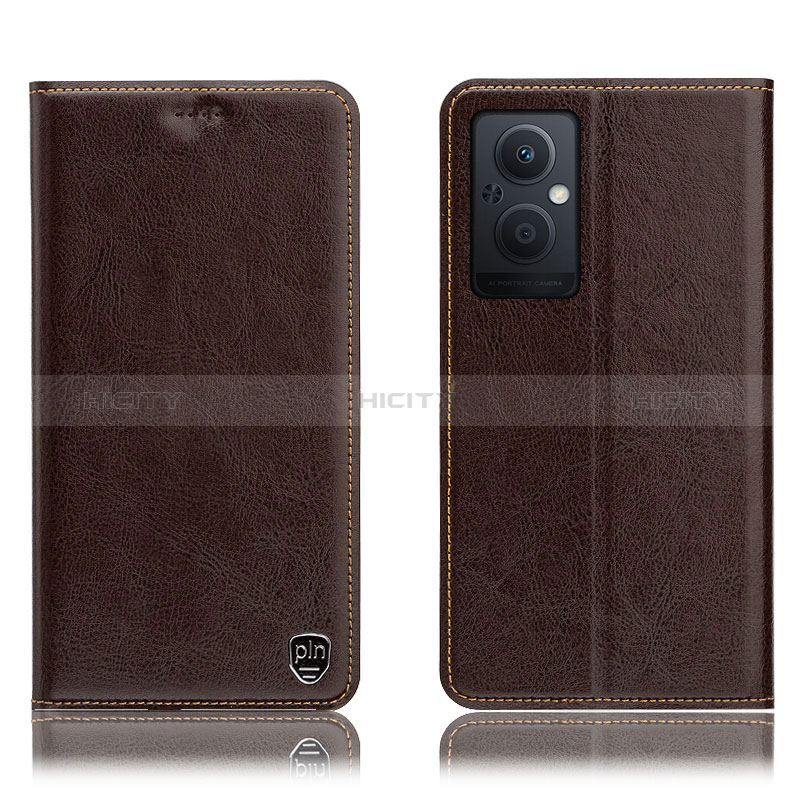 Funda de Cuero Cartera con Soporte Carcasa H04P para Oppo A96 5G Marron