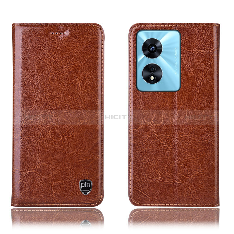 Funda de Cuero Cartera con Soporte Carcasa H04P para Oppo A97 5G Marron Claro