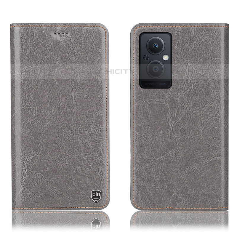 Funda de Cuero Cartera con Soporte Carcasa H04P para Oppo F21 Pro 5G Gris