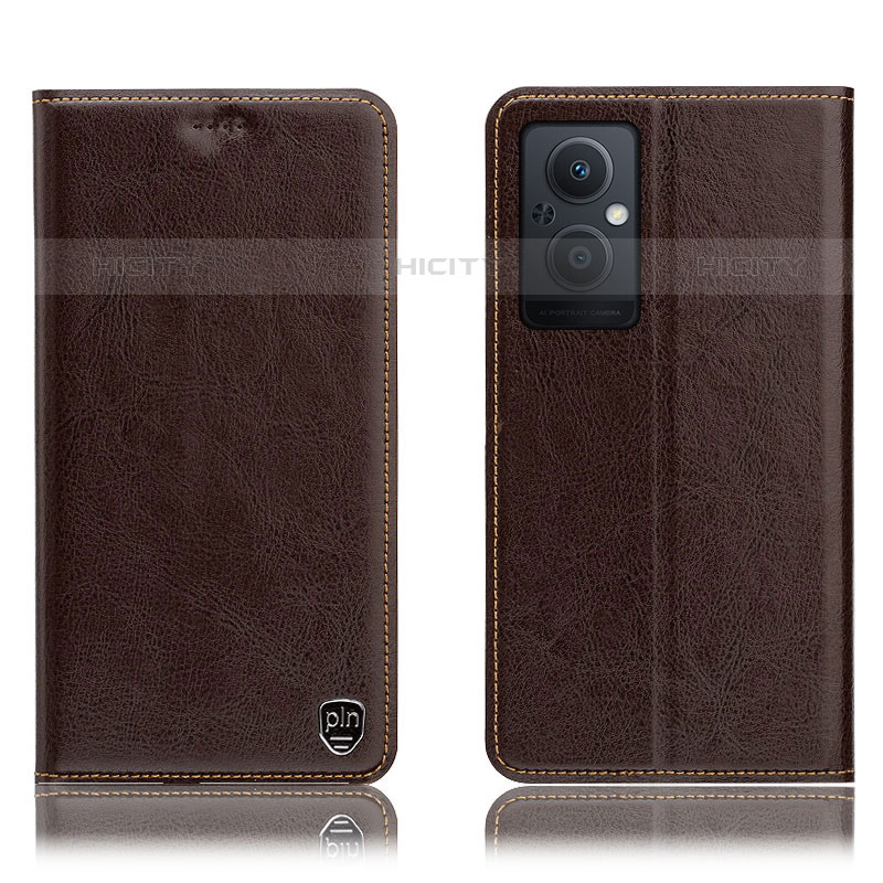 Funda de Cuero Cartera con Soporte Carcasa H04P para Oppo F21 Pro 5G Marron