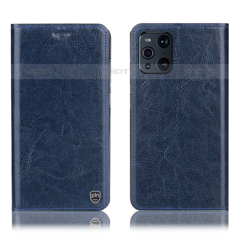 Funda de Cuero Cartera con Soporte Carcasa H04P para Oppo Find X3 Pro 5G Azul