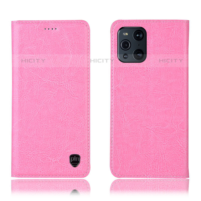 Funda de Cuero Cartera con Soporte Carcasa H04P para Oppo Find X3 Pro 5G Rosa