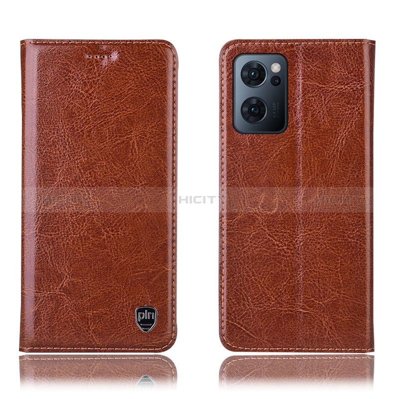 Funda de Cuero Cartera con Soporte Carcasa H04P para Oppo Find X5 Lite 5G Marron Claro