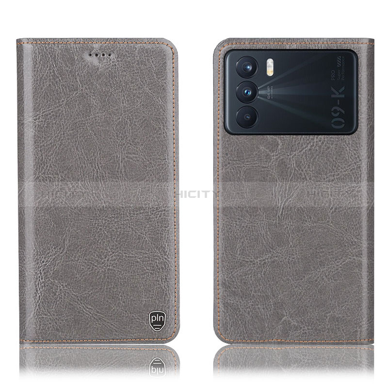 Funda de Cuero Cartera con Soporte Carcasa H04P para Oppo K9 Pro 5G Gris