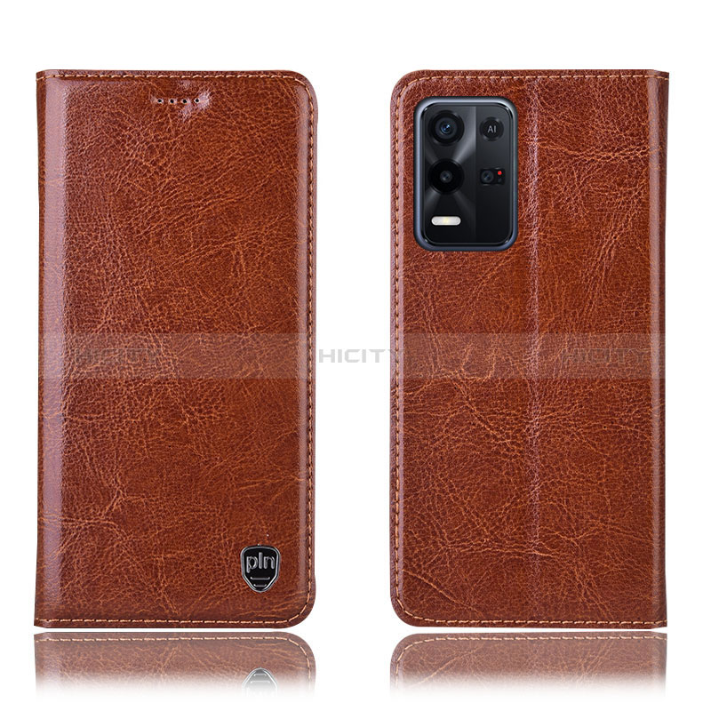 Funda de Cuero Cartera con Soporte Carcasa H04P para Oppo K9X 5G Marron Claro